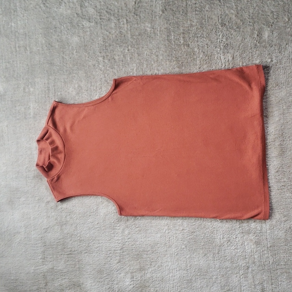 Gap Ribbed Mock-Neck Tank Top | Orange | Size S